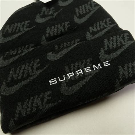 Size【フリー】 Supreme シュプリーム ×nike 21ss Jacquard Logos Beanie Black ビーニー 黒