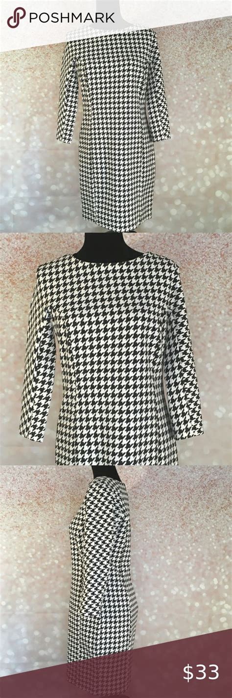 Trafaluc Black And White Houndstooth Dress Houndstooth Dress White