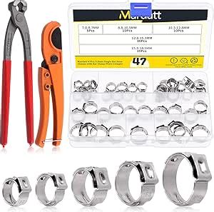 Mardatt Pcs Single Ear Stepless Hose Clamps With Ear Clamp Pincer