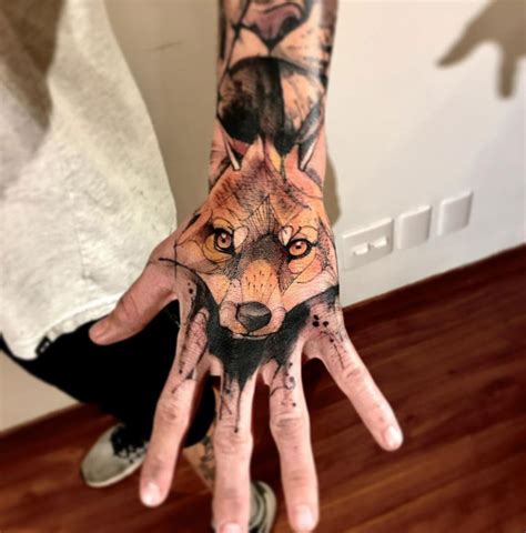 Fox Hand Tattoo Fox Tattoo Fox Tattoo Design Wolf Tattoo Sleeve