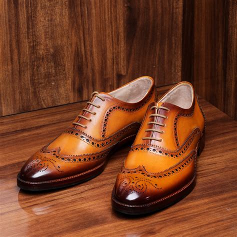 Wingtip Brogue Oxford Tan Italian Dress Shoes Lethato