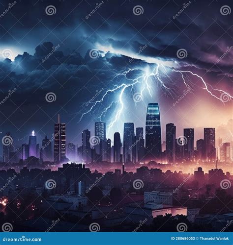 A Lightning Storm Over A City Can Be A Dramatic And Awe Inspiring Sight