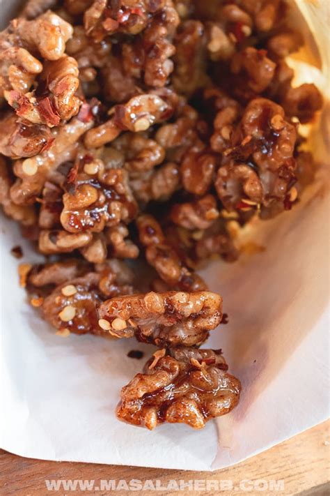 Spiced Roasted Walnuts with Honey Recipe [Oven roasted] | Masala Herb