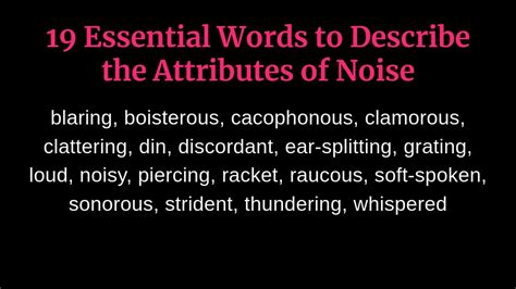 19 Essential Words To Describe The Attributes Of Noise Youtube