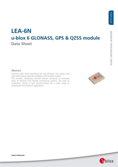 PDF u blox 6 GLONASS GPS QZSS module 倾角传感器 u blox 6 GLONASS