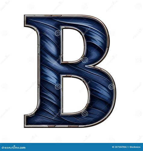 Shiny Metal Edged Blue Letter B On Navy Wood Background Stock