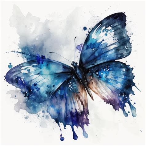 Mariposa Azul Acuarela Ilustraci N Ai Generativexa Foto Premium