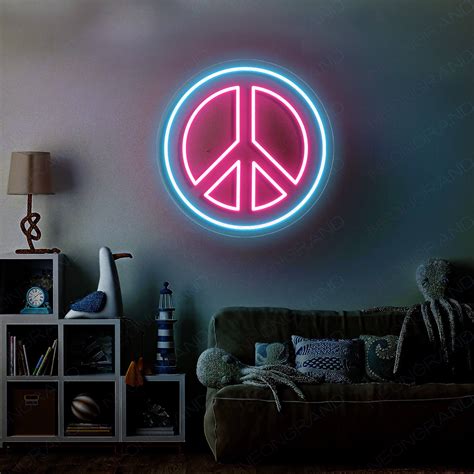 Neon Peace Sign Led Light Lighted Up Peace Neon Signs Neongrand