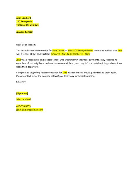 Sample Of Landlord Recommendation Letter For A Tenant Templateral