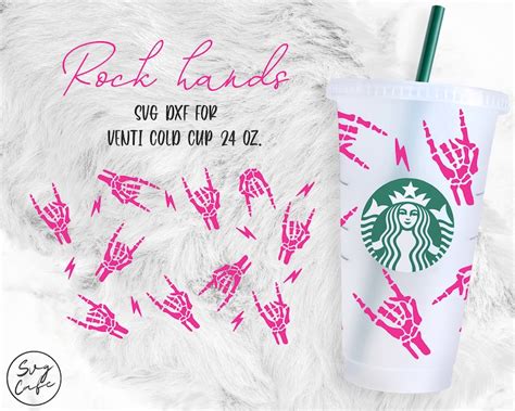 Hand Skeleton Oz Venti Cold Cup Cutfile Svg Dxf Png Files Etsy