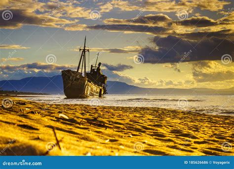 Rusty Broken Shipwreck On Sea Shore Stock Photo Image Of Coast