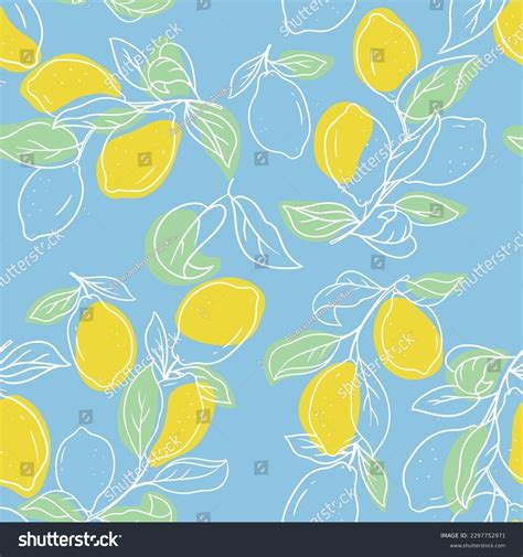 Lemon Brunch Sketch Background Seamless Stock Vector Royalty Free