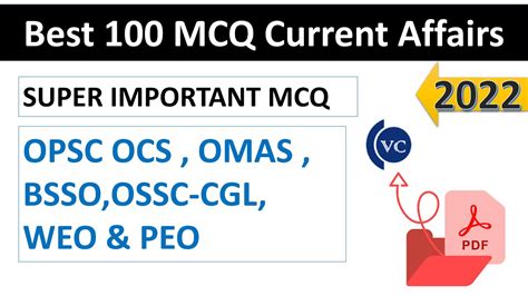 Best 100 MCQ Current Affairs Of 2022 Important For OPSC OCS OMAS