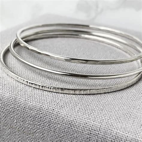 Sterling Silver Bangle Set Silver Bangle Smooth Linear & - Etsy