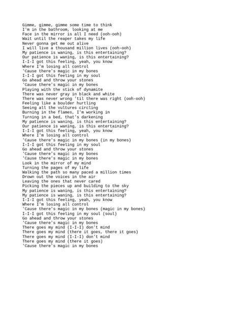 Bones Lyrics | PDF