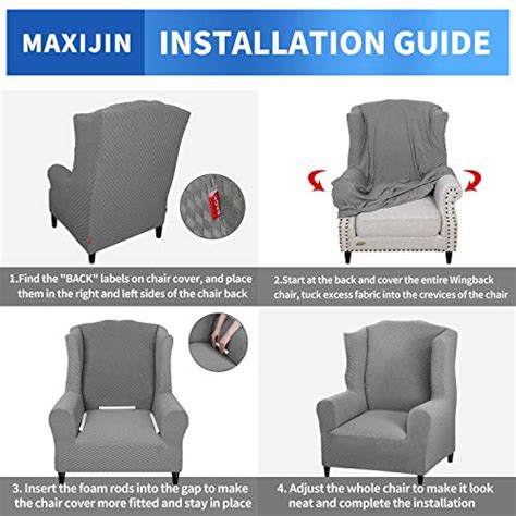 Maxijin Newest Jacquard Wingback Chair Covers Piece Stretch Wing