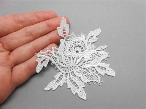 Fleur En Dentelle Blanche De 8 Cm Etsy France Fleurs En Dentelle