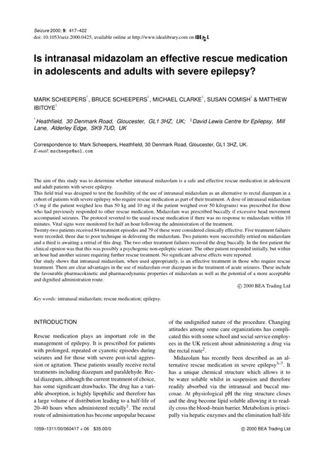 (PDF) Is intranasal midazolam an effective rescue medication in ...