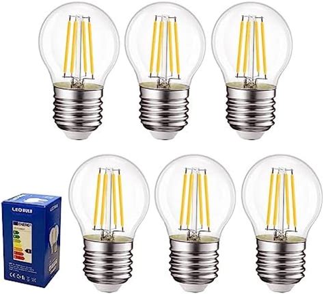 LVWIT 4W G45 E27 LED Filament Golfball Bulb 6 Pack 470Lm 40W