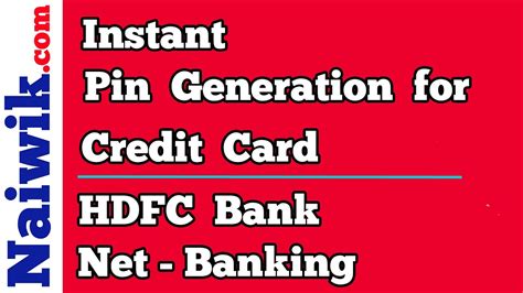 How To Generate New Credit Card Pin Using HDFC Bank Netbanking YouTube