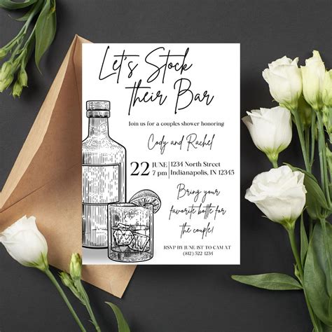 Lets Stock Their Bar Invitation Stock The Bar Party Invite Couples Shower Engagement Party