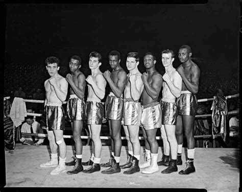 Boxers Possibly Golden Gloves Contenders Line Up In A Boxing Ring