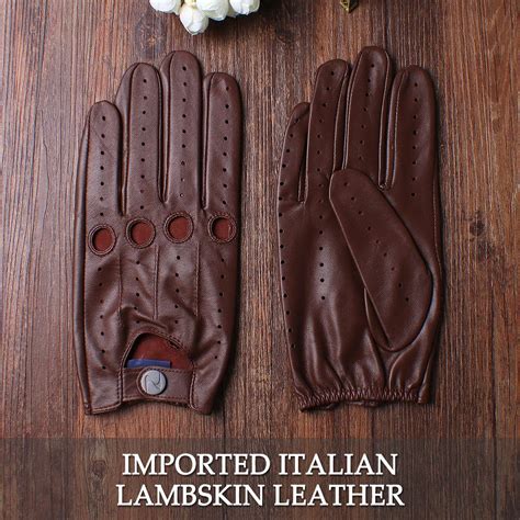 Nappaglo Mens Driving Leather Gloves Italian Lambskin Fullfinger