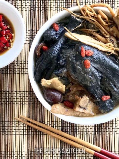 Double Boiled Black Chicken Herbal Soup Recipe The Burning Kitchen