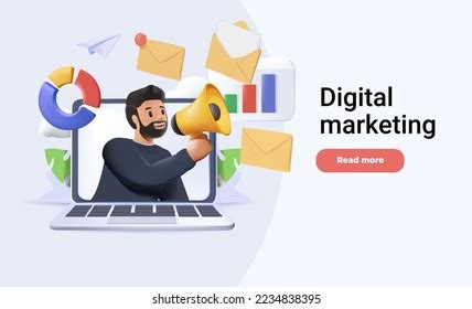 Digital Marketing Email Marketing 3d Man Stock Vector Royalty Free