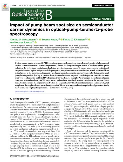 Pdf Impact Of Pump Beam Spot Size On Semiconductor Carrier Dynamics