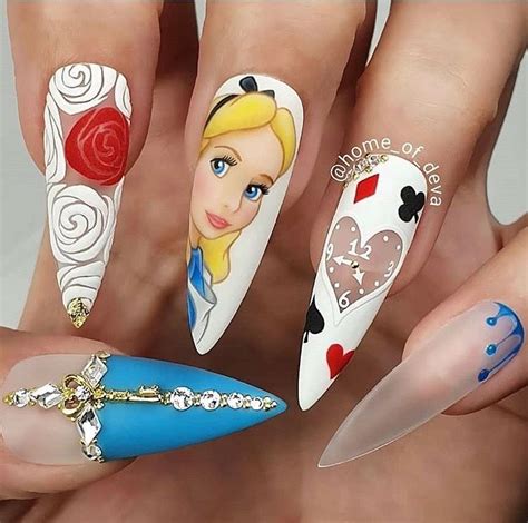 Alice In Wonderland Stiletto Nail Design Disney Inspired Nails