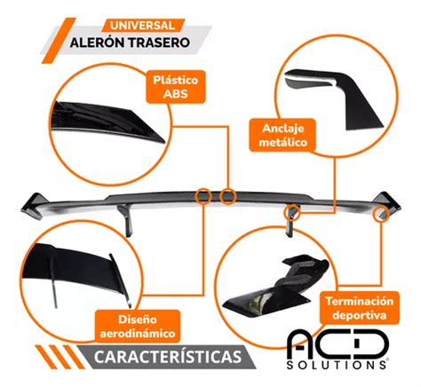 Aler N Spoiler Trasero Pl Stico Abs Universal Negro Piano En Venta En