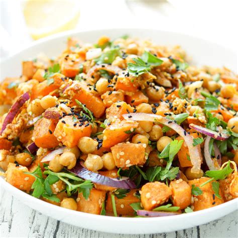 Roasted Chickpea And Sweet Potato Salad Recipe Elle Republic