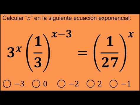 2606 Ejercicio resuelto sobre ecuación exponencial mediante potencias