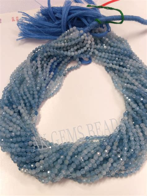 Tiny Aquamarine Shaded Faceted Rondelle Gemstone Beads Strand Etsy