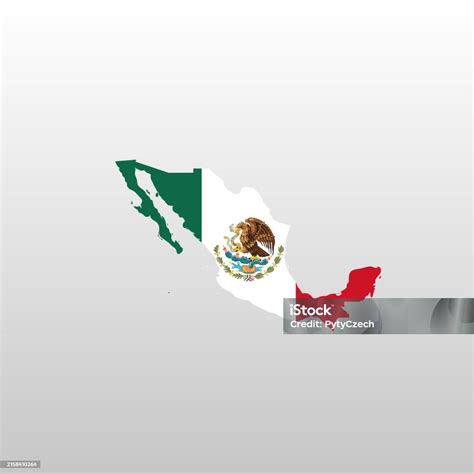 Mexico National Flag In Country Map Silhouette Stock Illustration