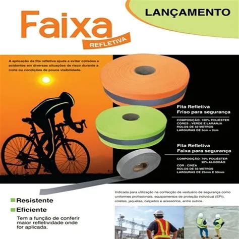 Fita Faixa Refletiva Para Uniformes Cor Verde 50mm 10Mts MEGA