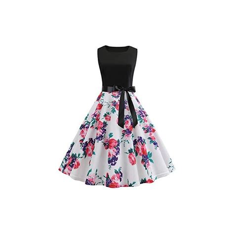 Hekbaep Rockabilly Abito Da Donna Vintage A Pois Senza Maniche