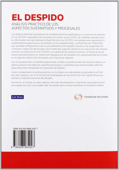 Despido An Lisis Pr Ctico De Los Aspectos Sustantivos Y Procesales