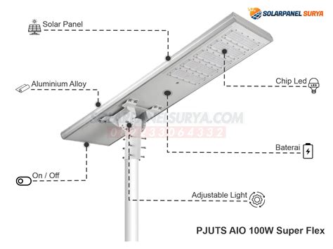 Jual Lampu Jalan Pju Tenaga Surya All In One 100 Watt Super Flex