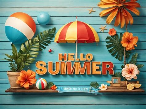 Premium Ai Image Vector Hello Summer Holiday Typographic Illustration