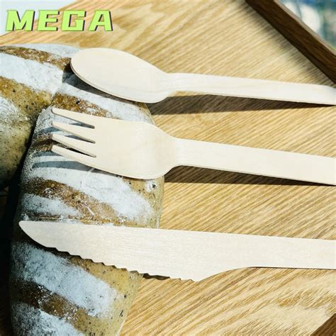 A Grade Biodegradable Tableware Disposable Wooden Cutlery Knife Fork