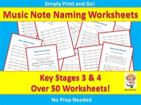 Music Note Naming Worksheets Key Stages 3 And 4 Teaching Resources