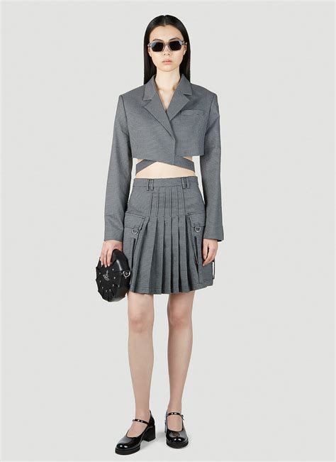 Rokh Pleated Skirt In Grey Rokh