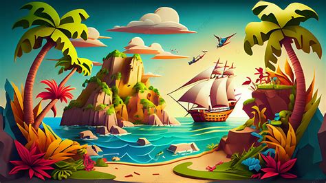 Fondo De Ilustración De Vacaciones De Crucero De Isla De Verano Verano