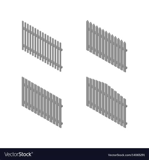 A Set Of Isometric Spans Wooden Fences Royalty Free Vector