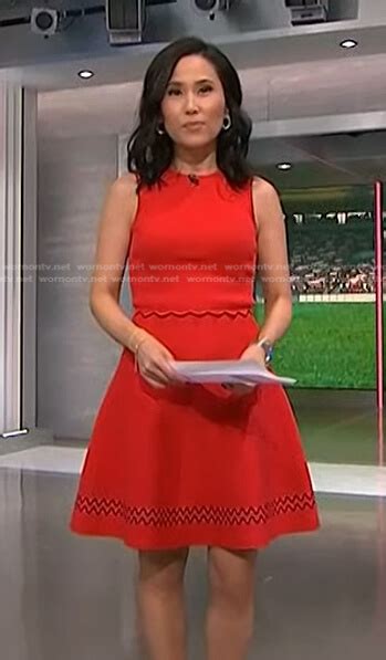 Wornontv Vickys Red Ribbed Scalloped Dress On Nbc News Daily Vicky