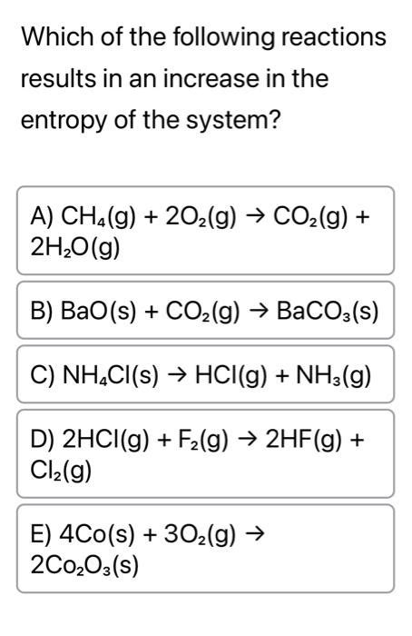 Solved Which Of The Following Reactions Results In An Chegg