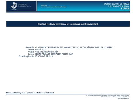 Pdf Examen Nacional De Ingreso Ceneval A La Educaci N Exani Ii