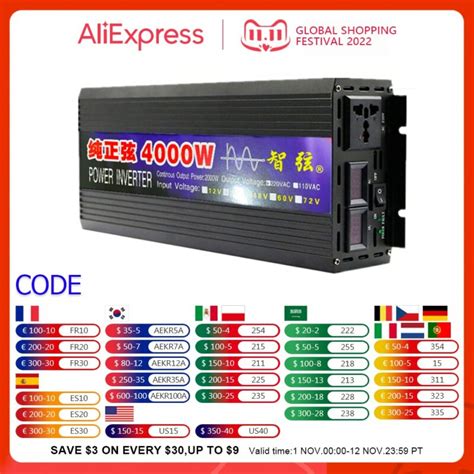 Order Pure Sine Wave Inverter 2000W 3000W 4000W Power DC 12V 24V To AC